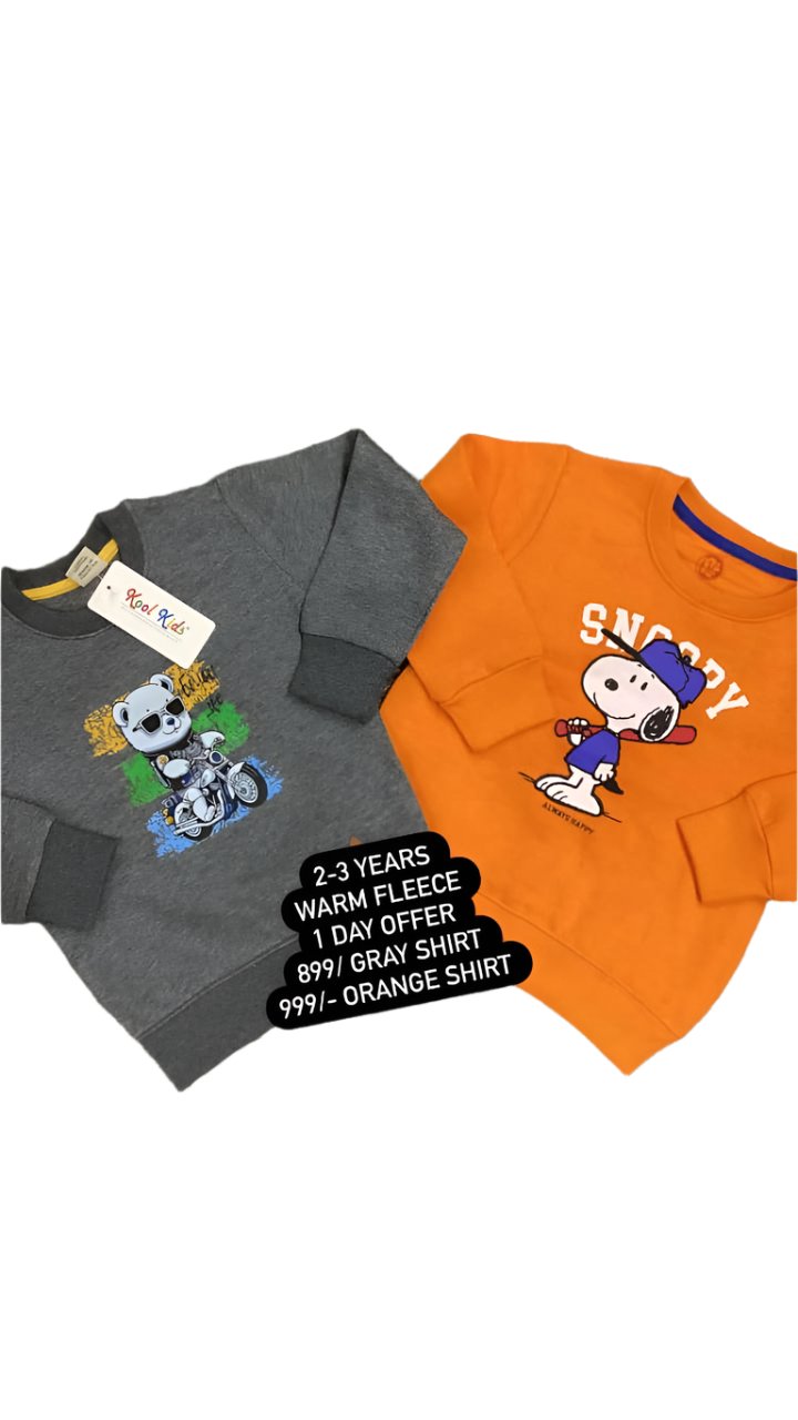 Kids Girls Boys Winter Warm Deal 2-3 Year Pack of 2 Shirts