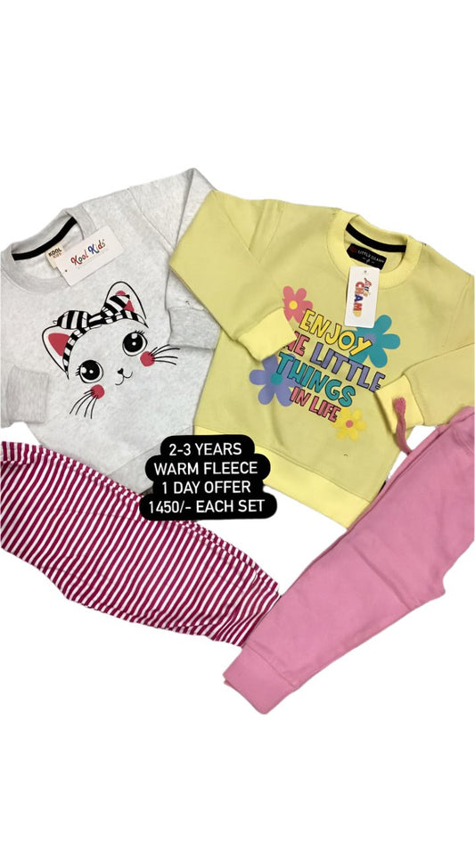 Kids Girls Winter Warm Deal 2-3 Year Pack of 2 Shirt and pj set