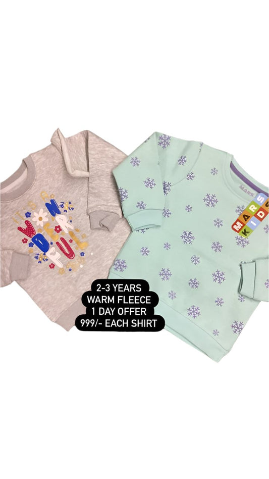 Kids Girls Winter Warm Deal 2-3 Year Pack of 2 Shirts Deal