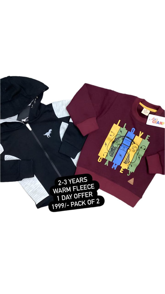 Kids Girls Boys Winter Warm Deal 2-3 Year Pack of 2 Shirts with Hoodie