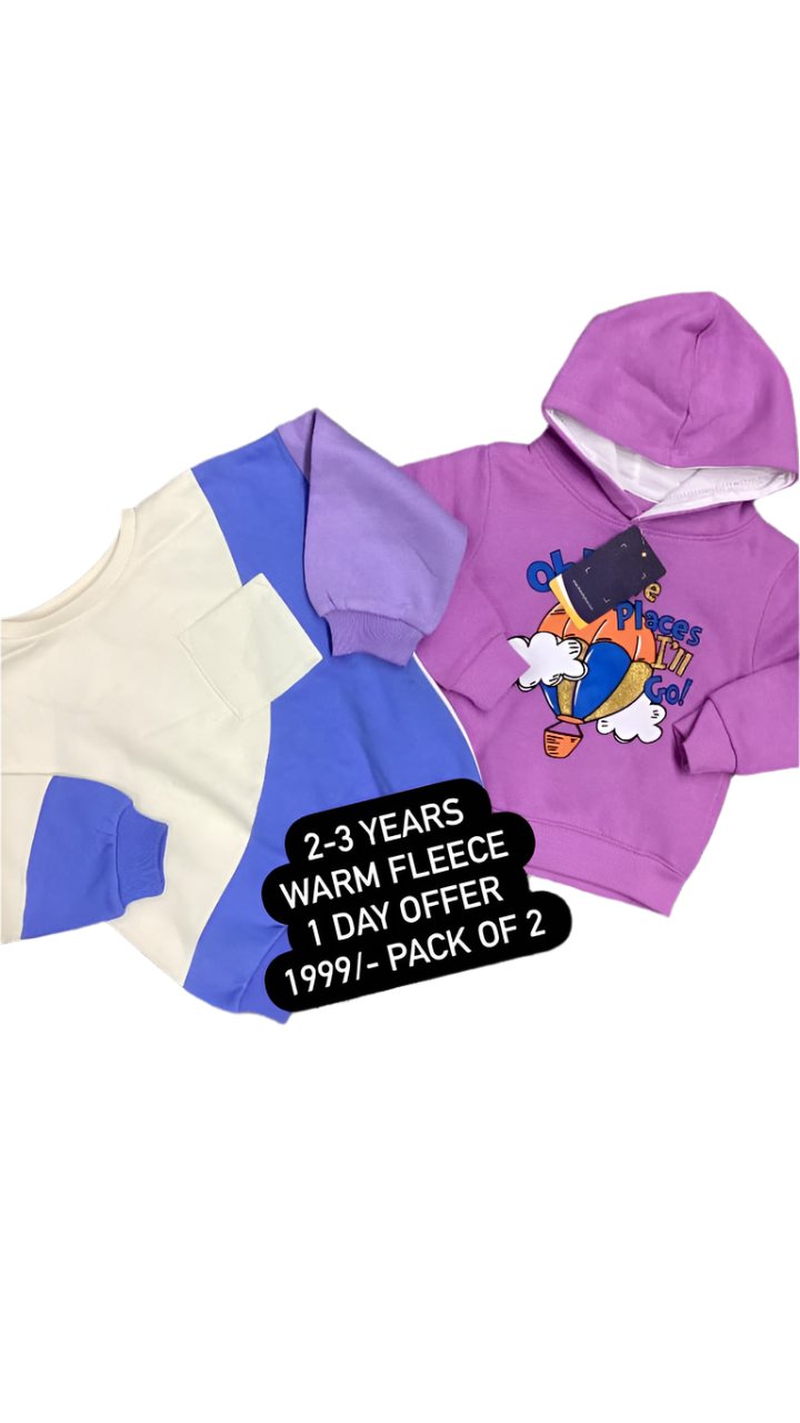 Kids Girls Winter Warm Deal 2-3 Year Pack of 2 Hoodie and Shirt Deal