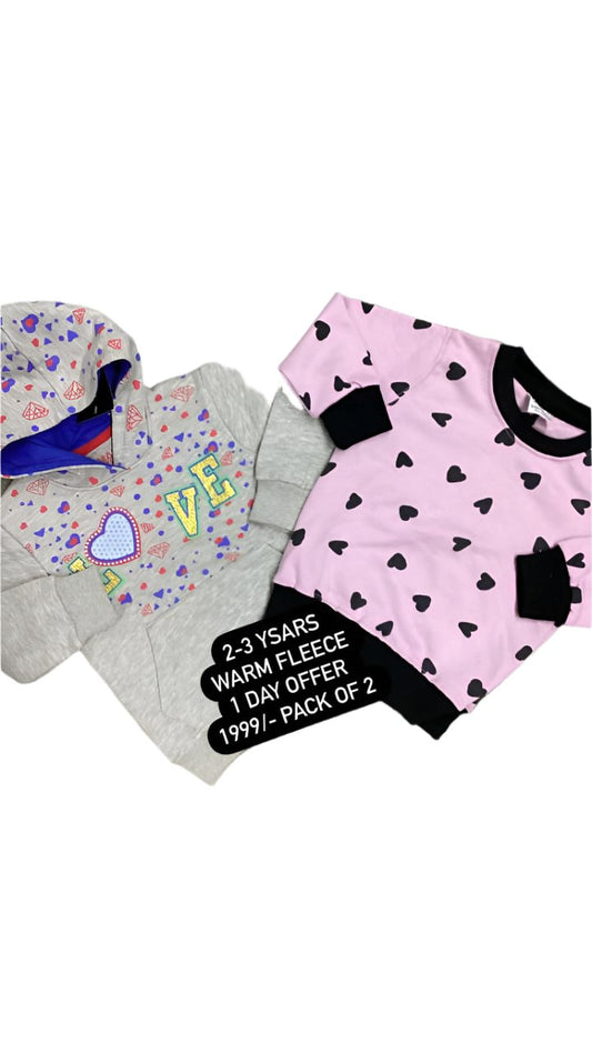 Kids Girls Winter Warm Deal 2-3 Year Pack of 2 Hoodie and Shirt Deal