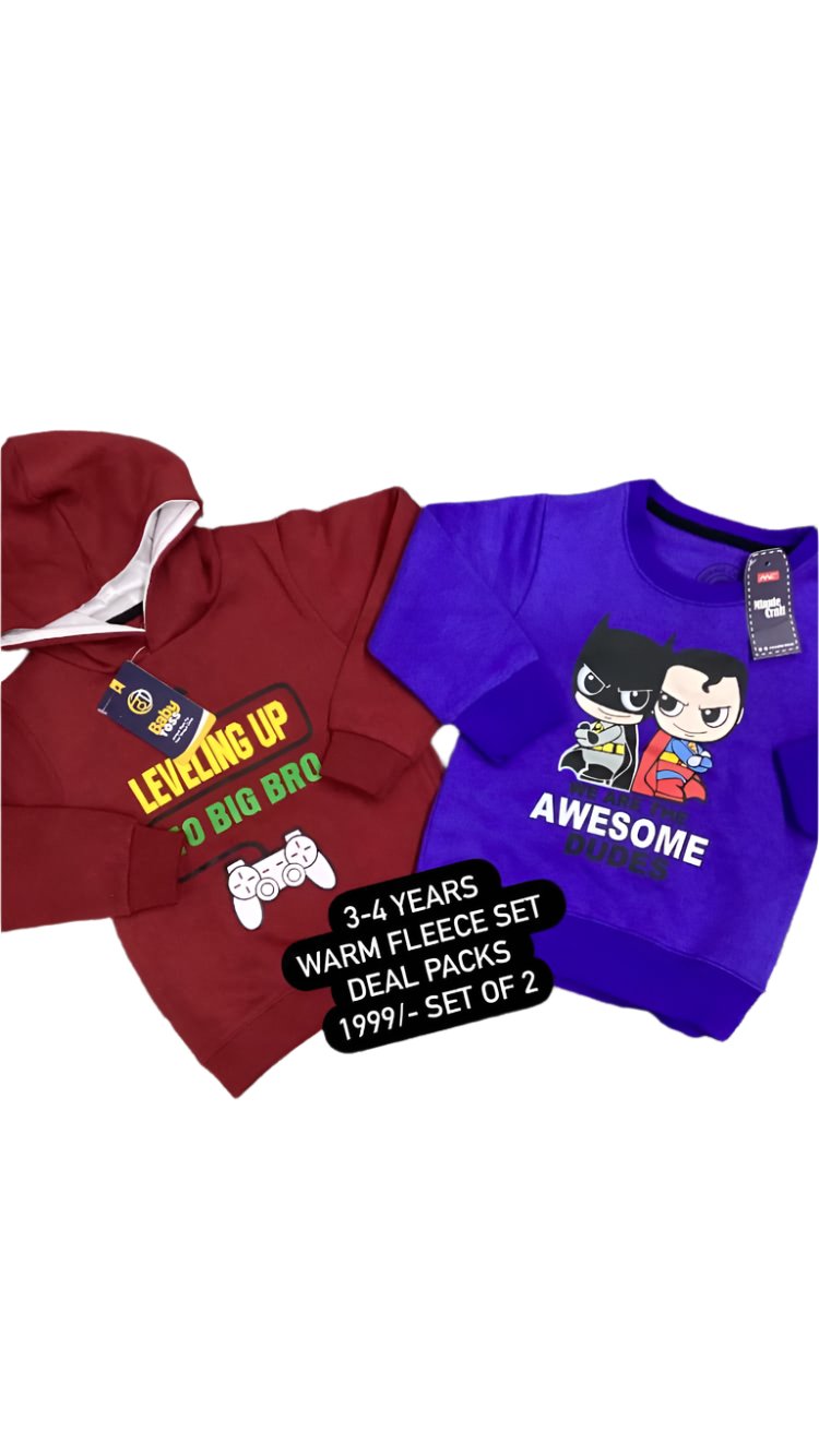 Kids Boys Winter Warm Deal 3-4 Year Pack of Shirt with Hoodie Deal