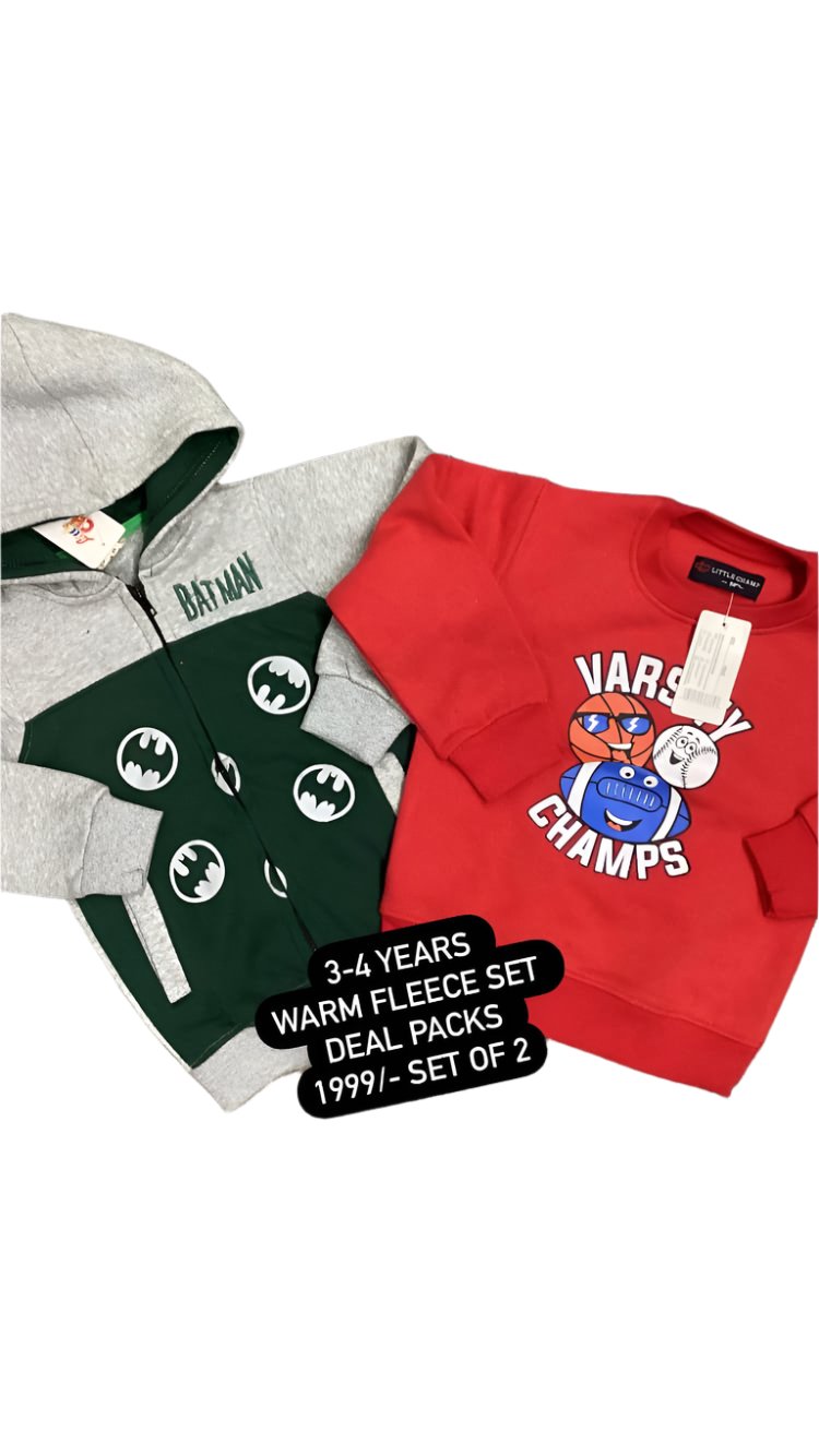 Kids Boys Winter Warm Deal 3-4 Year Pack of Hoodie with Shirt