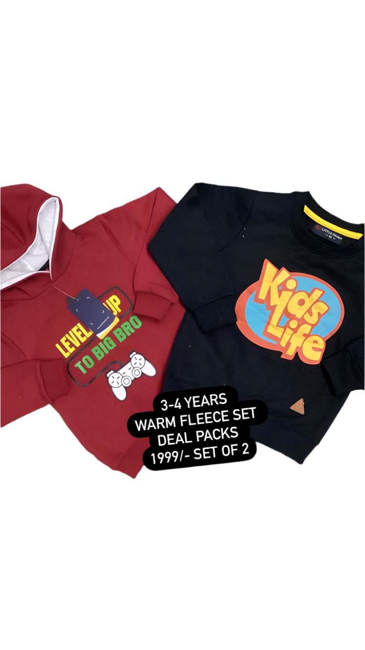 Kids Boys Winter Warm Deal 3-4 Year Pack of Hoodie with Shirt