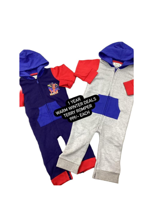 Kids Boys Winter Sale Fleece Warm Branded Imported Romper