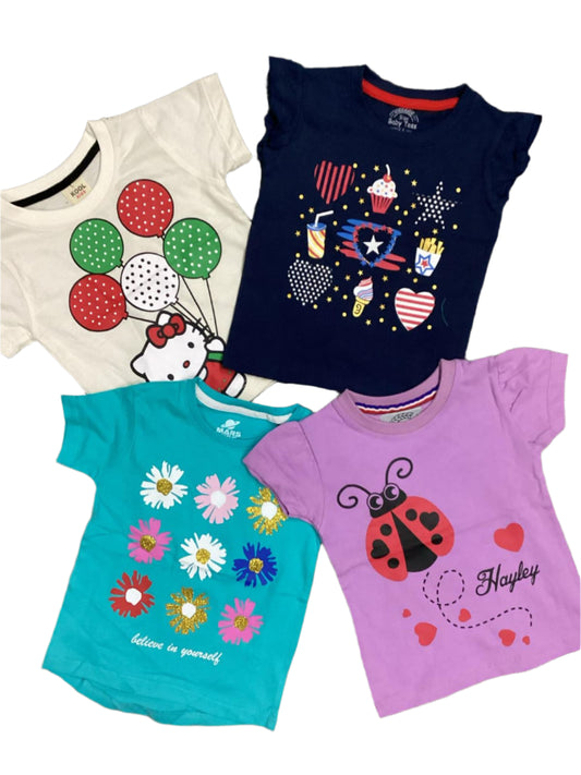 Kids Girls Summer Deal 12-18 Months Pack of 4 Shirts