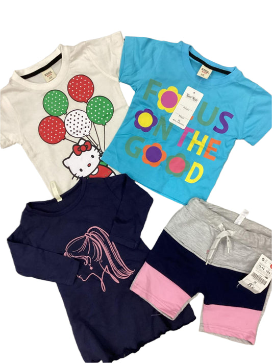 Kids Girls Summer Deal 12-18 Months Pack of 4 Shirts and Shorts