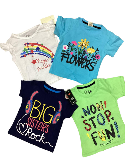 Kids Girls Summer Deal 12-18 Months Pack of 4 Shirts