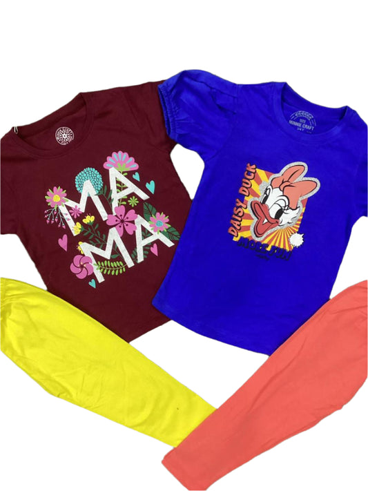 Kids Girls Summer Branded Shirts and Tights 3-4 Years