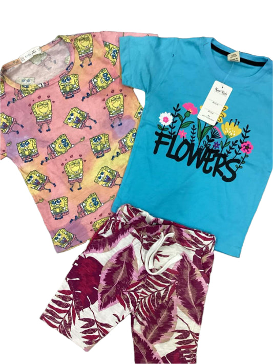 Kids Girls Summer Branded Shirts and Shorts 3-4 Years Pack of 3