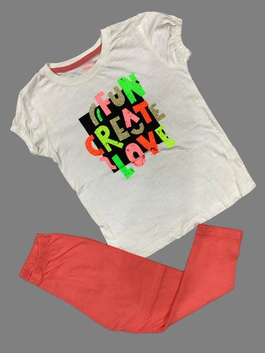 Kids Girls Summer Branded Shirt and Tight 4-5 Years