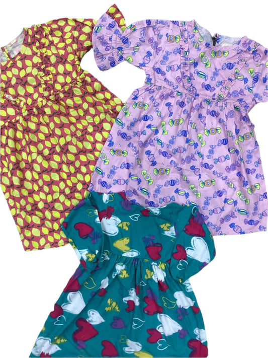 Kids Girls Summer Branded Frocks 4-5 Years Pack of 3