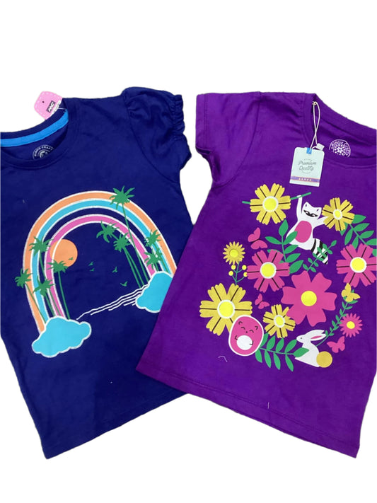 Kids Girls Summer Branded Shirts 4-5 Years Pack of 2