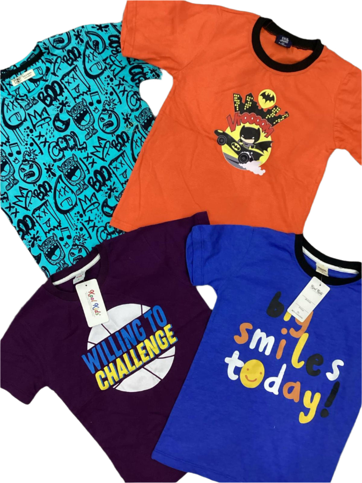 Kids Boys Summer Pack of 4 Shirts pack 6-7 Year