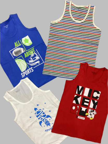 Kids Boys Summer Branded Sando Shirts 9-10 Years Pack of 4