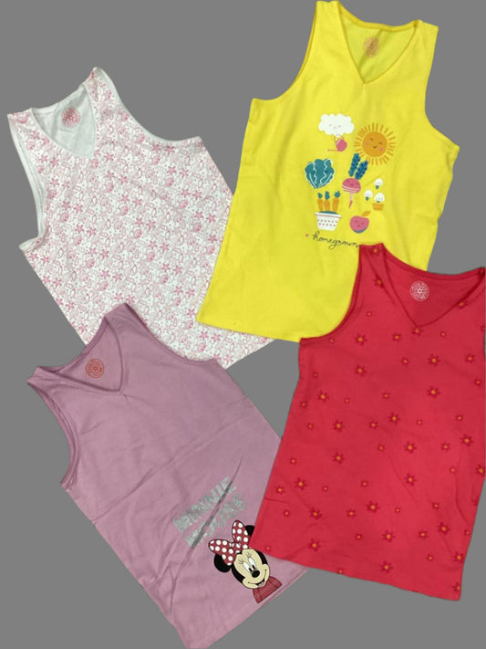 Kids Girls Summer Branded Tank Tops 7-8 Years Pack of 4