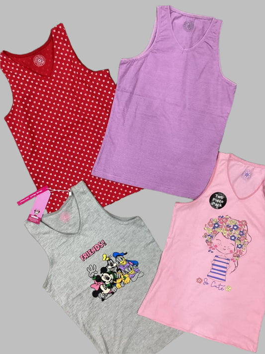 Kids Girls Summer Branded Tank Tops 7-8 Years Pack of 4