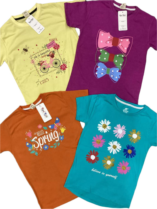 Kids Girls Summer Branded Shirts 7-8 Years Pack of 4