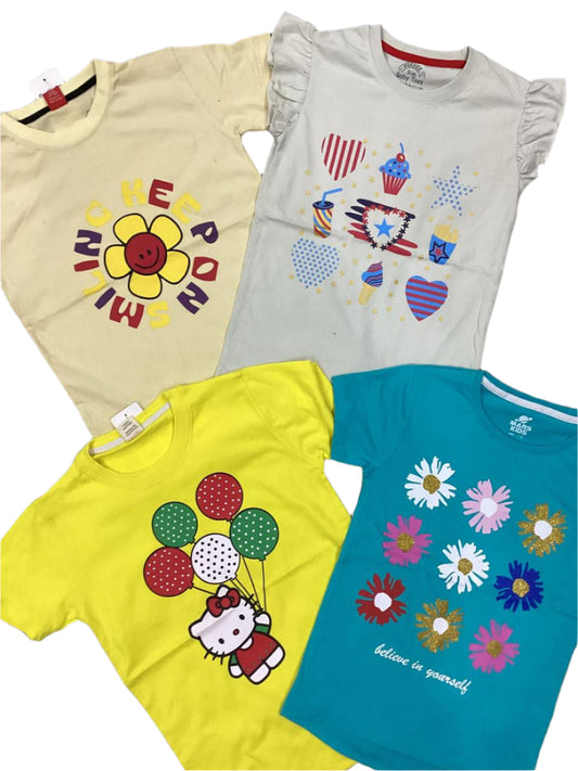 Kids Girls Summer Branded Shirts 7-8 Years Pack of 4