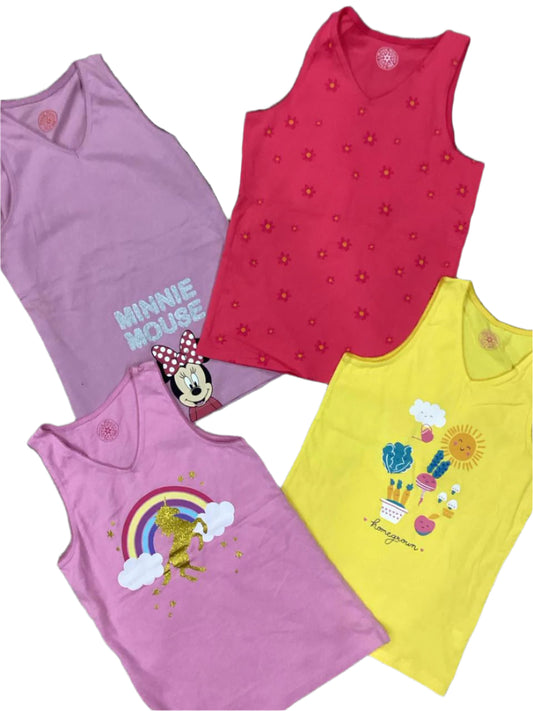 Kids Girls Summer Branded Tank Tops 7-8 Years Pack of 4