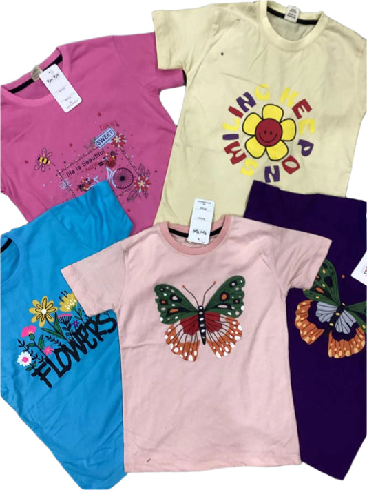 Kids Girls Summer Branded Shirts 7-8 Years Pack of 4