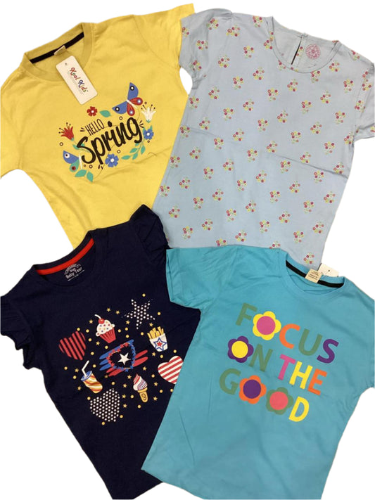 Kids Girls Summer Branded Shirts 7-8 Years Pack of 4