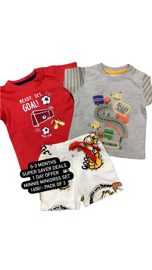 Kids Boys Sale New Arrivals Infant Deals Pack of 3 Shirt with Short Deal