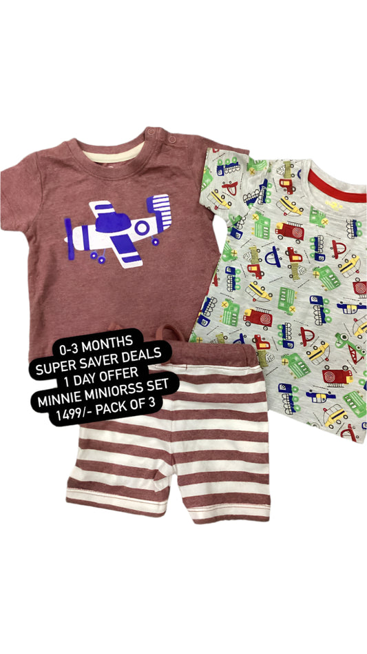 Kids Boys Sale New Arrivals Infant Deals Pack of 3 Shirt with Short Deal