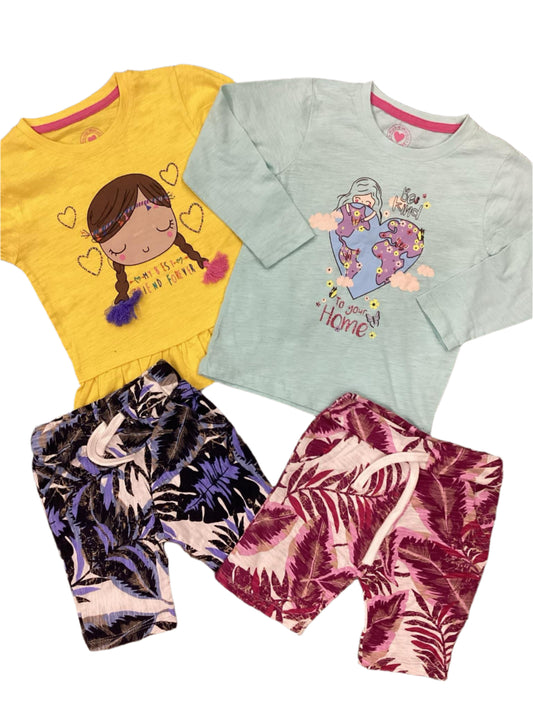 Kids Girls Summer Deal 2-3 Year Pack of 2 Shirt with Shorts