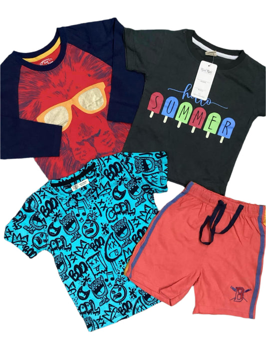 Kids Boys Summer Deal 2-3 Year Pack of 4 Shirts