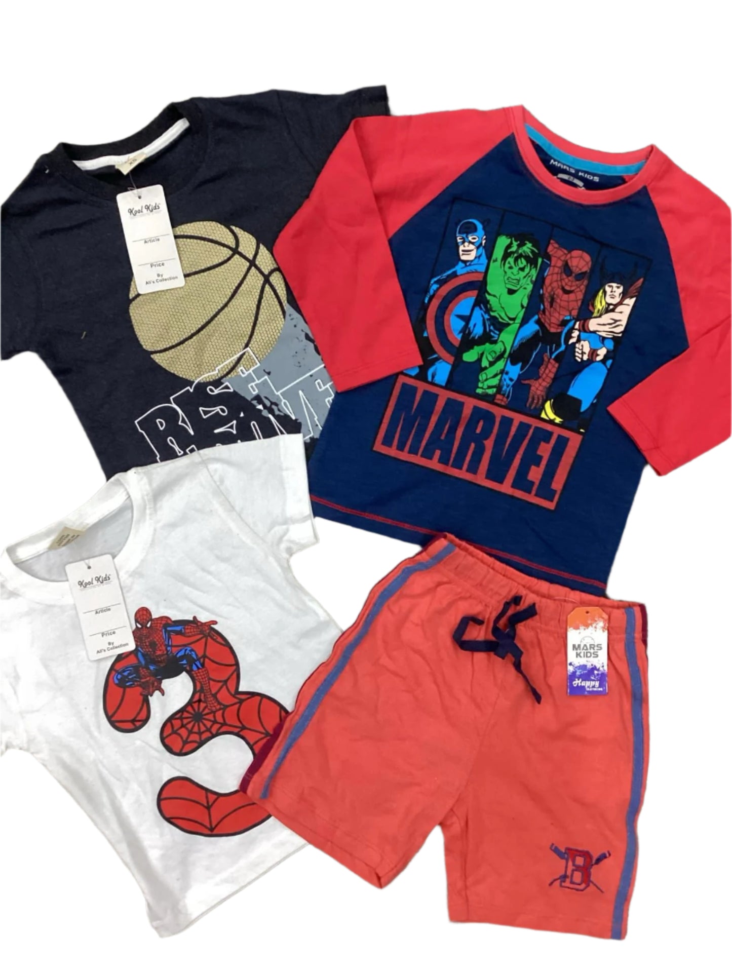 Kids Boys Summer Deal 2-3 Year Pack of 4 Shirts with One Short