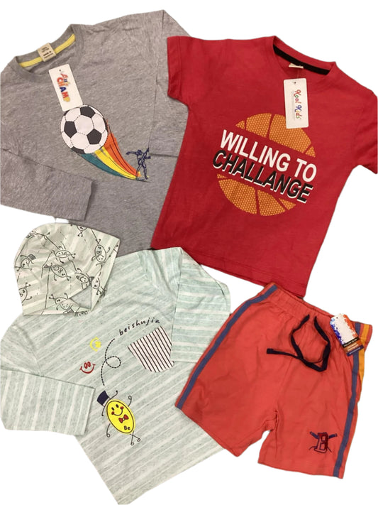 Kids boys  Summer Deal 3-4 Year Pack of 4  Branded shirts with short