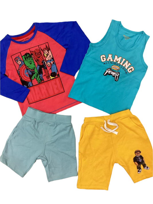 Kids boys  Summer Deal 3-4 Year Pack of 2  Branded shirt and sando with shorts