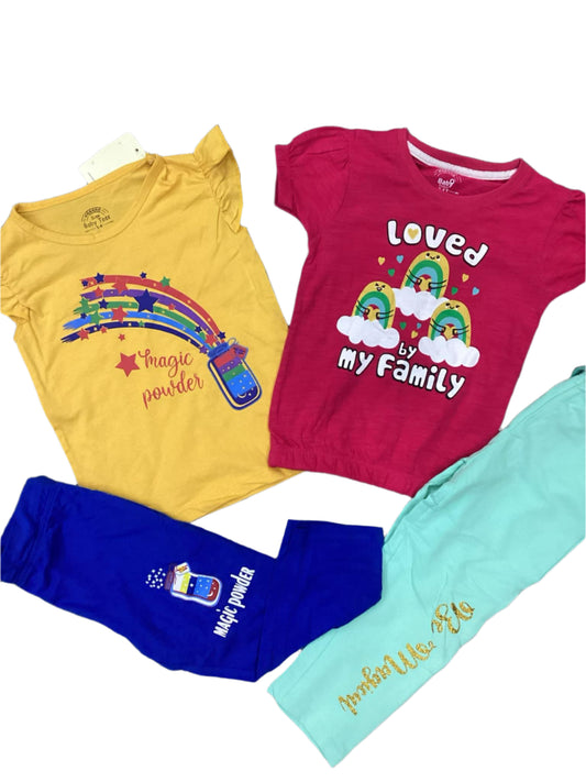 Kids Girls Summer Deal 3-4 Year Pack of 4 Branded Shirt with trouser