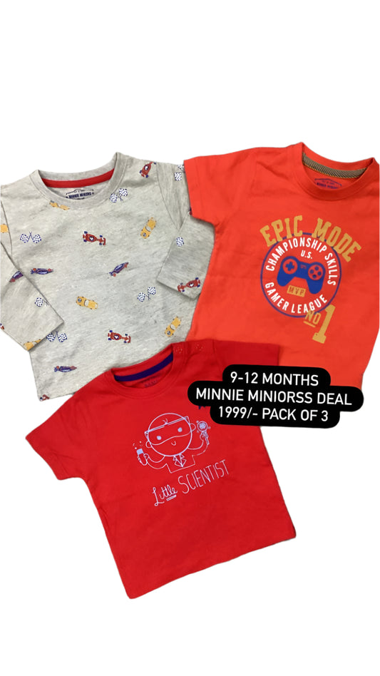 Kids Boys Summer Deal 9-12 Months Shirts Pack of 3