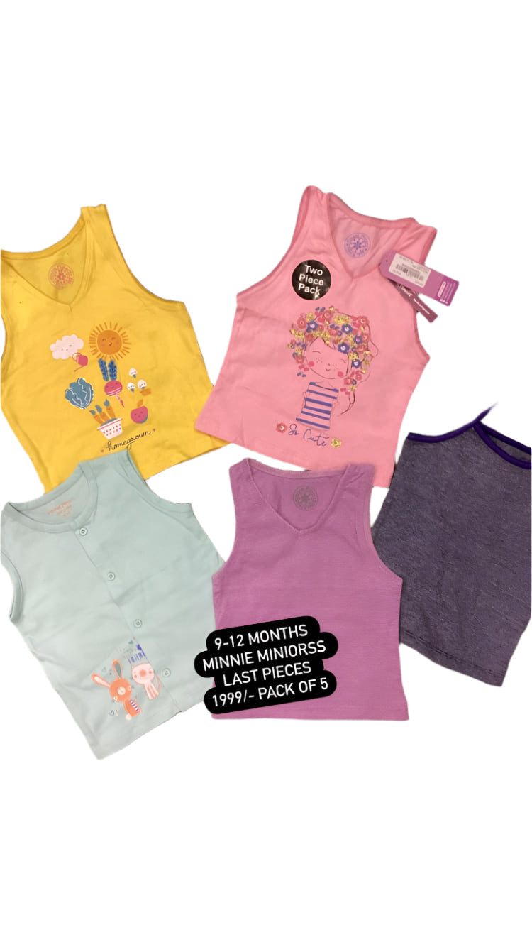 Kids Girls Summer Deal 9-12 Months Tank Tops Pack of 5