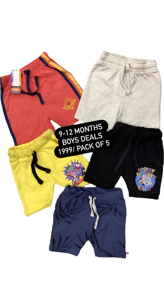 Kids Girls Boys Summer Deal 9-12 Months  Pack of 5 Shorts