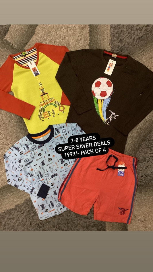 Kids Boys Summer Shirts and Shorts  Pack  7-8 Years
