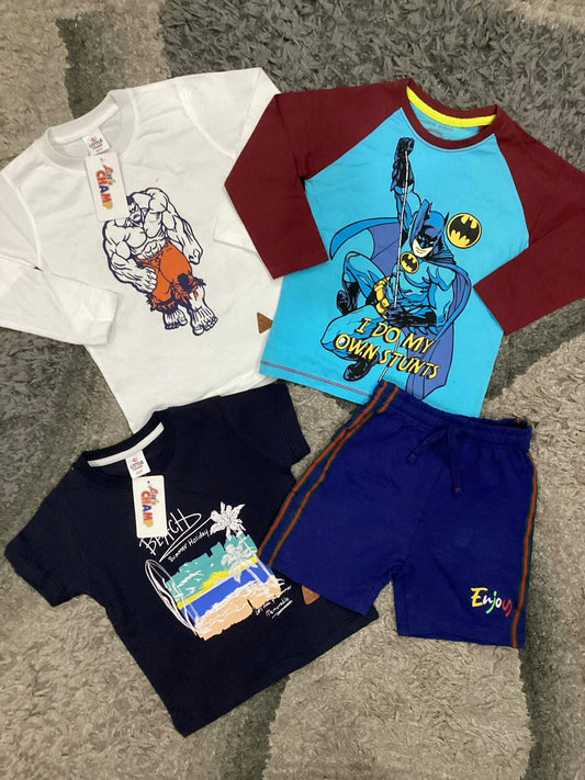 Kids Boys Summer New Arrivals on Sale Deal Pack of 4 for 2-3 Years