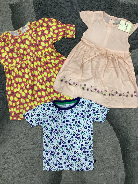 Kids Girls Summer New Arrivals on Sale Deal Pack of 3 for 2-3 Years