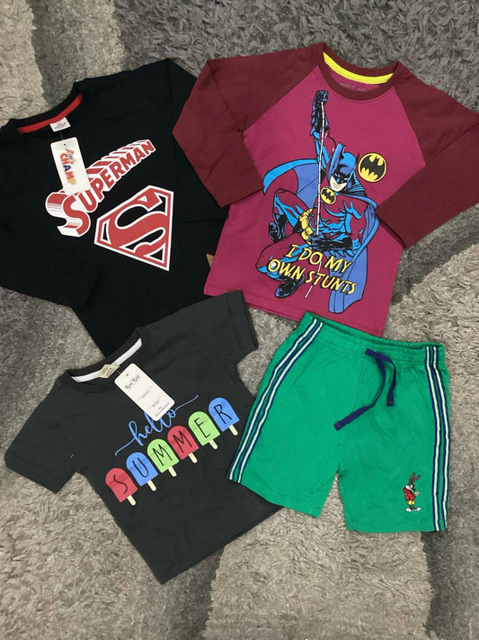 Kids Boys Summer New Arrivals on Sale Deal Pack of 4 for 2-3 Years