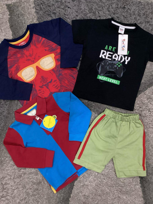 Kids Boys Summer New Arrivals on Sale Deal Pack of 4 for 2-3 Years