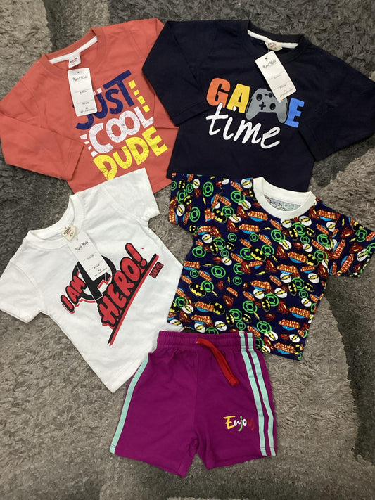 Kids Boys Summer New Arrivals on Sale Deal Pack of 5 for 9-12 Months