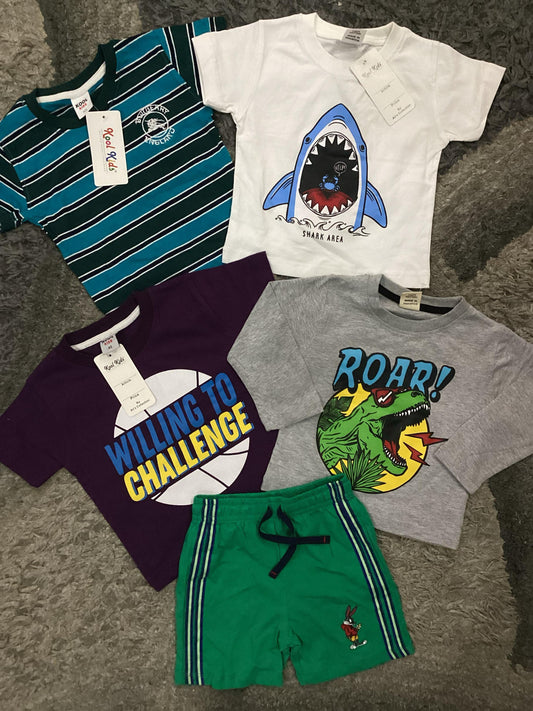 Kids Boys Summer New Arrivals on Sale Deal Pack of 5 for 9-12 Months