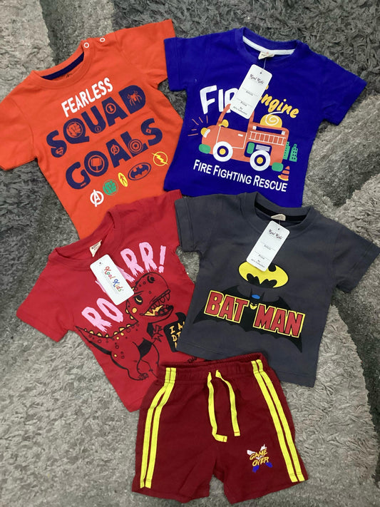 Kids Boys Summer New Arrivals on Sale Deal Pack of 5 for 9-12 Months