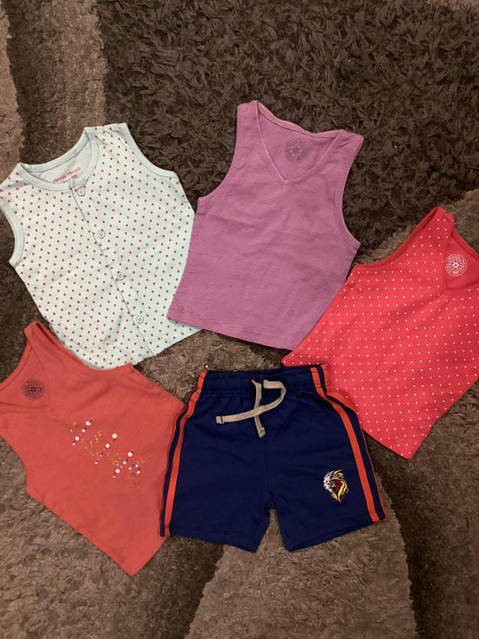 Kids Girls Summer New Arrivals on Sale Deal Pack of 5 for 9-12 Months