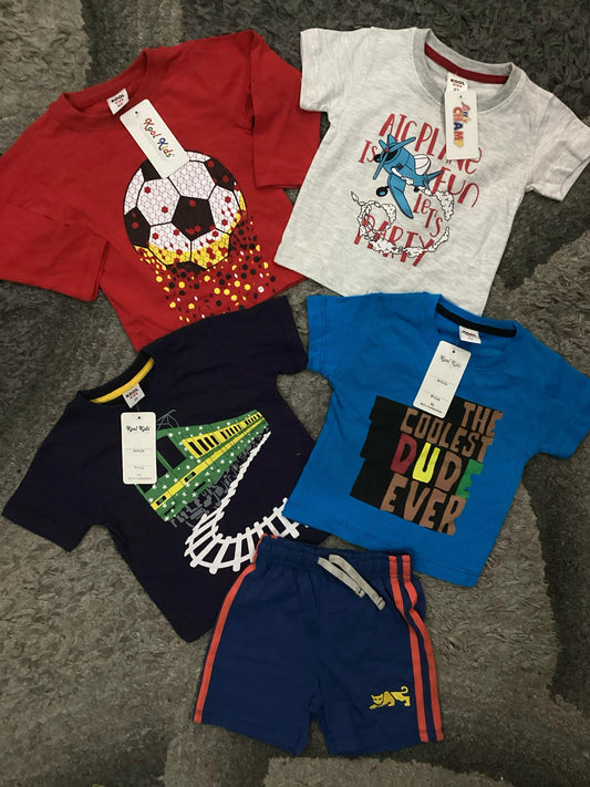 Kids Boys Summer New Arrivals on Sale Deal Pack of 5 for 9-12 Months