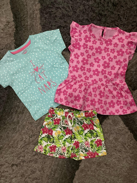 Kids Girls Summer New Arrivals on Sale Deal Pack of 3 for 9-12 Months