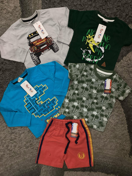 Kids Boys Summer New Arrivals on Sale Deal Pack of 5 for 9-12 Months